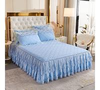 Couvre-lit Jupes de Lit, Dentelle 1 Personne 2 Personnes Jupe Dessus De-lit Draps avec Jupe De Lit à Volants Anti-poussière Princesse/Anti-Rides/antidérapante