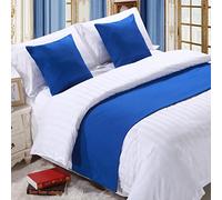 Couvre-lit King Size Doux Bleu Inaltérable Couleur Uni Décoration Intérieure Écharpes de Lit Serviette de Lit Moderne Tapis de Pied de Lit pour Salon Chambre Hôtel 180x50cm