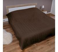 Couvre-lit (Marron) 220 x 240 cm avec couche intermédiaire rembourrée, jeté de lit - Couverture d'été matelassée - Couvre-lit réversible