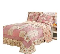 Couvre-lit Matelassé 3 Pièces King Size Fleuri édredon Boutis Multifonction Patchwork Couette 100% Coton Couvre-lit （230 * 250CM) Taie D'oreiller (50 * 70CM*2)