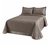 Couvre-Lit Matelassé avec Taies d'oreiller, Parure de Lit Respirante, Jeté de Lit Élégant avec Surface en Coton, Boutis Léger pour Toutes Saisons
