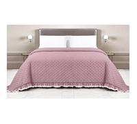 Couvre-lit matelassé avec volants en Lit Double assorti rose/crème