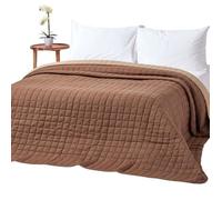 Couvre lit matelassé bicolore & réversible en coton Chocolat & Beige 150 x 200 cm