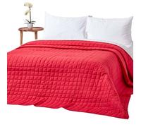 Couvre-lit matelassé bicolore & réversible en coton - Rouge & Blanc - 200 x 200 cm