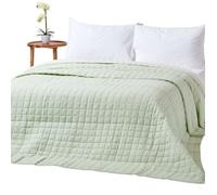 Couvre lit matelassé bicolore & réversible en coton Vert sauge & Crème 200 x 200 cm