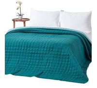 Couvre lit matelassé bicolore & réversible en coton Vert & Turquoise 200 x 200 cm