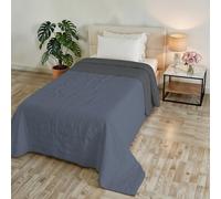 Couvre-lit matelassé d’été Golia, Made in Italy, 100% Polyester - Couvre-lit Double Face Effet WaterWashed - Couverture légère avec garnissage 65 g - Lit Simple 170x250 cm - BLU/Grigio Scuro