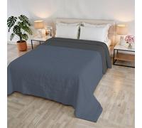 Couvre-lit matelassé d’été Golia, Made in Italy, 100% Polyester - Couvre-lit Double Face Effet WaterWashed - Couverture légère avec garnissage 65 g - Lit Double 260x250 cm - BLU/Grigio Scuro