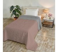Couvre-lit matelassé d’été Golia, Made in Italy, 100% Polyester - Couvre-lit Double Face Effet WaterWashed - Couverture légère avec garnissage 65 g - Lit Simple 170x250 cm - Rosa/Grigio Chiaro