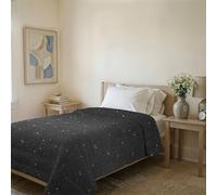 Couvre-lit matelassé d’été Ligne Basic Made in Italy en Microfibre Douce imprimée - Couette Printemps-été mi-Saison - Stars Grigio, 1 Place et demie 200x240 cm