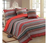 Couvre Lit Matelassé De Luxe Dessus De Lit 2 Personnes Boutis Coton Couverture De Lit Patchwork Avec 2 Taies D'oreiller,KK-230X250CM