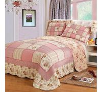 Couvre Lit Matelassé De Luxe Dessus De Lit 2 Personnes Boutis Coton Couverture De Lit Patchwork Avec 2 Taies D'oreiller,A-230X250CM