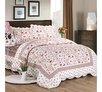 Couvre Lit Matelassé De Luxe Dessus De Lit 2 Personnes Boutis Coton Couverture De Lit Patchwork Avec 2 Taies D'oreiller,Y-230X250CM