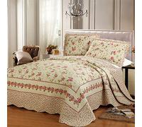 Couvre Lit Matelassé De Luxe Dessus De Lit 2 Personnes Boutis Coton Couverture De Lit Patchwork Avec 2 Taies D'oreiller,S-230X250CM