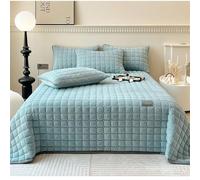 Couvre lit Matelassé De Luxe Dessus De Lit 2 Personnes Matelasse Boutis，Velours de Lait Style Quilt Couverture Polyvalente Parure de lit avec 2 Taies d'oreiller Bleu 200x230cm
