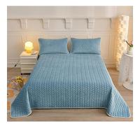Couvre Lit Matelassé de Luxe en Velours,Dessus De Lit 2 Personnes Boutis Jeté de lit Couverture 3 PièCes avec 2 Taies d'oreiller Bleu 200x230cm