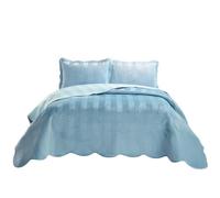 Couvre Lit Matelassé De Luxe en Velours，Dessus De Lit 2 Personnes Boutis，Jeté De Lit Multifonction Léger Couverture avec 2 Taies d'oreiller Bleu 230x250cm