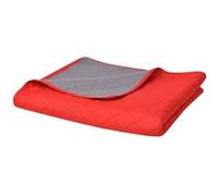 vidaXL Couvre‑lit matelassé double‑face Rouge et gris 220x240 cm
