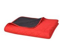 vidaXL Couvre-lit Double Face matelassé pour Chambre Rouge et Noir 220 x 240 cm