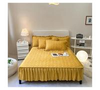Couvre-lit matelassé en Velours épais, Drap-Housse à Volants, Jupe de lit Douce, for Couple, Couvre-Matelas Double, Linge, Hiver(Yellow,120cmx200cm)