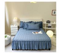 Couvre-lit matelassé en Velours épais, Drap-Housse à Volants, Jupe de lit Douce, for Couple, Couvre-Matelas Double, Linge, Hiver(Blue,180cmx220cm)