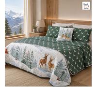 Couvre-lit matelassé Green Deer 260x260 en microfibre demi-saison OEKO-TEX fabriqué en Italie