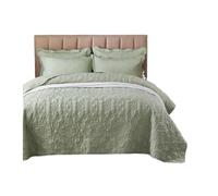 Couvre Lit Matelassé Literie en Coton et Polyester, Couvre-lit épais, taie d'oreiller, matelassé, Lin, Taille King Queen(Color2,3pcs 200x220cm)