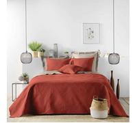 Douceur d'Intérieur, Couvre-Lit Matelassé (220 x 240 cm) Romane Terracotta, Microfibre Unie