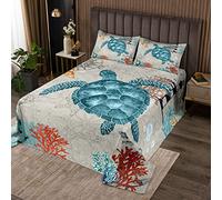 Couvre-lit matelassé tortue de mer rétro océan mer nautique Anchor Decor matelassé couvert pour adolescents thème marin ensemble respirant matelassé décoration chambre double