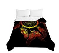 Couvre Lit Matelassée, Chickw1 3D Attrapeur de Rêves Imprimé Doux Microfiber Couvre-lit Couverture de lit Jeté de Lit Dessus de Lit Courtepointe (Noir,180x220cm)