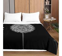 Couvre Lit Matelassée, Chickw1 3D Imprimé de Pissenlit Doux Microfiber Couvre-lit Réversible Couverture de lit Jeté de Lit Dessus de Lit Courtepointe (Pissenlit Noir,180x220cm)