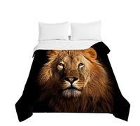 Couvre Lit Matelassée, Chickw1 3D Réversible Lion Imprimé Doux Microfiber Couvre-lit Couverture de lit Jeté de Lit Dessus de Lit Courtepointe (Lion Brun,130x150cm)
