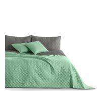 Couvre-lit Menthe Gris Acier Jeté de lit Double Face Entretien Facile Axel, Polyester, Menthe/Acier, 240 x 260 cm