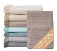 Couvre-lit multi-usages: Plaid Sofa, Plaid Foulard, Couvre-canapé, Foulard pour canapés en coton et autres fibres. Fabriqué en Espagne. Housses de canapé (Brun chiné 05, 230x260cm.)