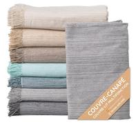 Couvre-lit multi-usages : Plaid Sofa, Plaid Foulard, Couvre-canapé, Foulard pour canapés en coton et autres fibres. Fabriqué en Espagne. Housses de canapé (Gris clair chiné 03, 180x260cm.)