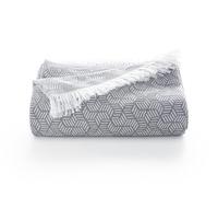 Couvre-lit multifonction doux en coton géométrique pour lit de 135/150 cm et canapé - 230 x 280 cm, gris