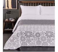 DecoKing 77191 Couvre-lit Double Face, Polyester, Gris Blanc, 170 x 210 x 1 cm, Polyester, Grau weiß, 240 x 260 cm