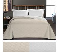 Couvre-lit - MYNE - Axel - Reversible - Microfibre - 260 x 280 cm - Beige/White
