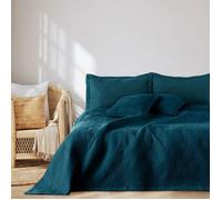 AmeliaHome Couvre-lit 260 x 280 cm - Couvre-lit ultrasonique matelassé - Polyester Ophelia Indigo