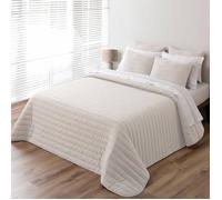 Couvre-lit - PIERRE CARDIN - Beige - 235 x 270 cm - 2 housses de coussin - Toucher lin élégant