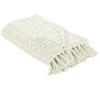 Couvre-Lit Plaid Décoratif en Coton 150 x 200 cm Couverture Chambre Salon Blanc