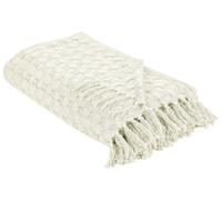 Couvre-Lit Plaid Décoratif en Coton 220 x 240 cm Couverture Chambre Salon Blanc