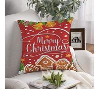 Couvre-lit Taie d'oreiller Holly Gingerbread Christmas Cookie Nouvel an Vacances Star Bell Biscuit Branch Celebration Holiday Housse de Coussin Coussin carré pour canapé, Chaise, literie 45,7 x 45,7