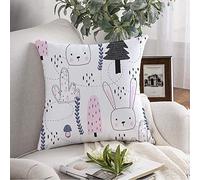 Couvre-lit taie d'oreiller Motif Lapin Toile de Fond sans Couture pour Magique Tribal forêt Main Abstrait Animaux Faune Champignon Jeter taie d'oreiller Coussin carré pour canapé Chaise literie 18x1
