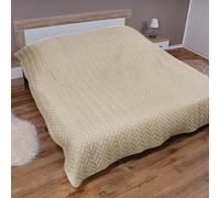 Couvre-lit taille XXL (220 x 240 cm) avec couche intermédiaire matelassée (crème) - Couvre-lit d'été matelassé - Couvre-lit d'été matelassé - Couverture réversible