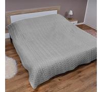 Couvre-lit XL (140 x 210 cm) avec couche intermédiaire matelassée (gris) - Certifié Öko-Tex 100 - Couette d'été matelassée - Couverture réversible