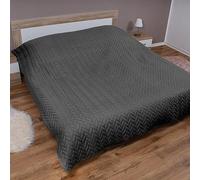 Couvre-lit XXL (220 x 240 cm) avec couche intermédiaire matelassée (anthracite) - Certifié Öko-Tex 100 - Couverture d'été matelassée - Couette réversible