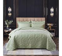 Couvre-Lits De Couette De Couleur Unie Ensemble Couvre-lit en Coton Vintage Patchwork Réversible Jetés Matelassés Couvertures avec 2 Taies D’Oreiller Double Super King Lit Size, Green, 220 * 240