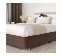 Couvre-matelas en daim synthétique avec trois côtés en tissu élastique facile à installer (café, lit double, 150 x 200 x 48 cm)