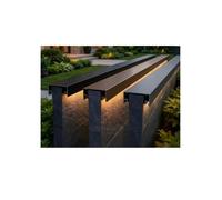 Couvre-mur en aluminium pour muret extérieur et mur de jardin | Conception raccordable étanche avec canal LED et larmier(Brown,34x180cm/13.4x70.9in)